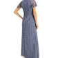 Papell Studio Women's Flutter Sleeve Embellished Gown Purple Size 10