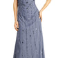 Papell Studio Women's Flutter Sleeve Embellished Gown Blue Size 14