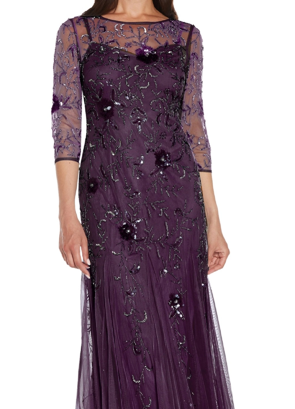 Adrianna Papell Women's Embellished Gown Purple Size 12