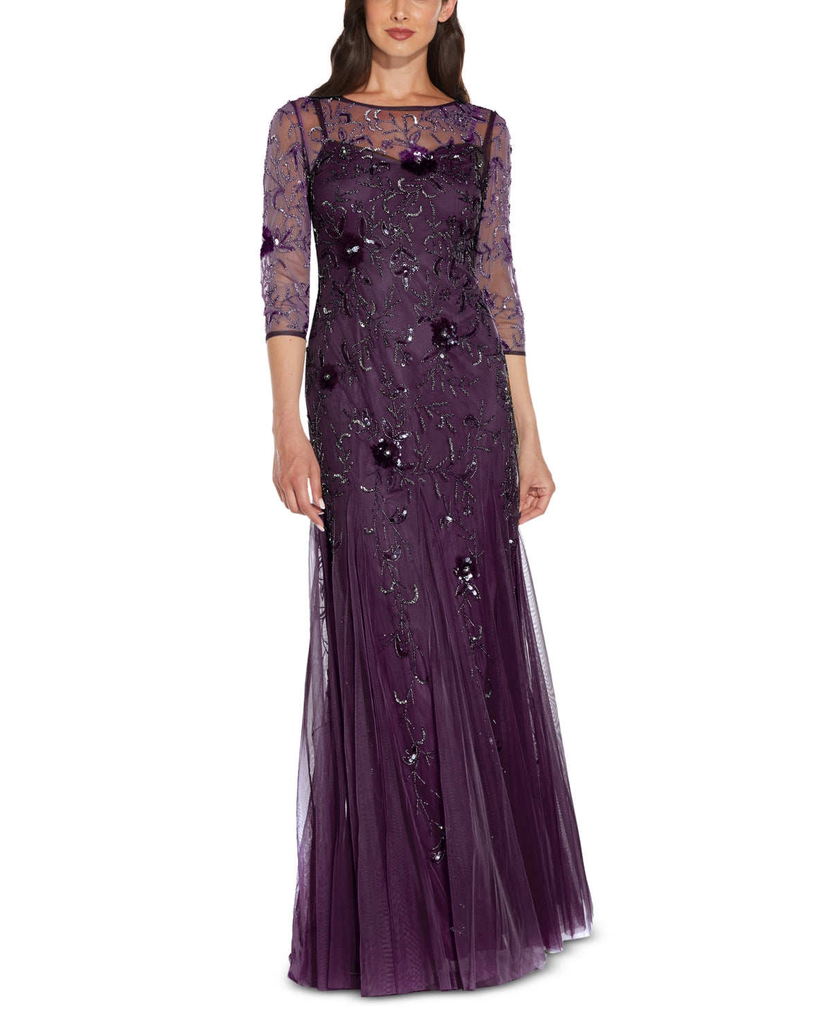 Adrianna Papell Women's Embellished Gown Purple Size 12