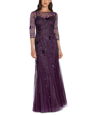 Adrianna Papell Women's Embellished Gown Purple Size 12