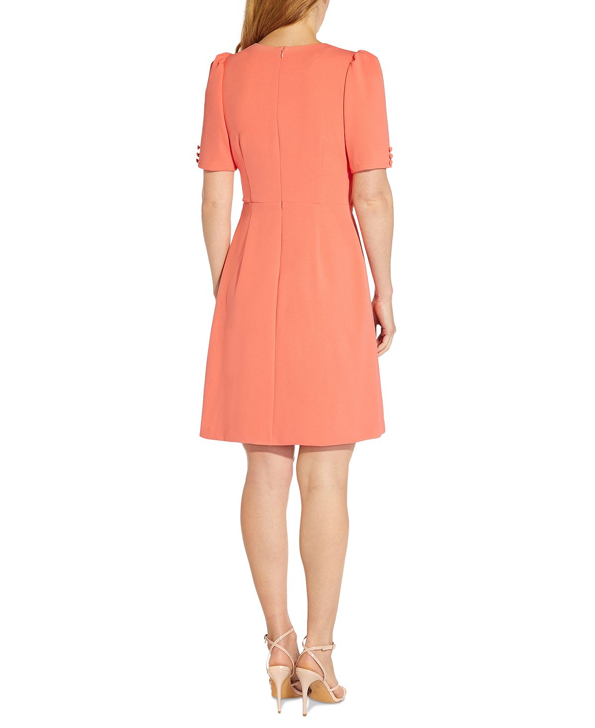 Adrianna Papell Women's Tie Waist A Line Crepe Dress Pink Size 14