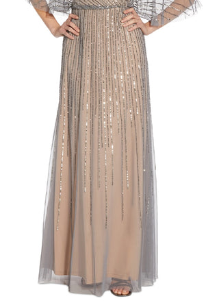 Adrianna Papell Women's Beaded Kimono Sleeve Gown Brown Size 6