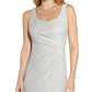 Adrianna Papell Women's Metallic Knit Sleeveless Gown Gray Size 14