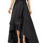 Adrianna Papell Women's Satin High Low Skirt Black Size 4
