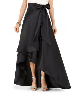Adrianna Papell Women's Satin High Low Skirt Black Size 4