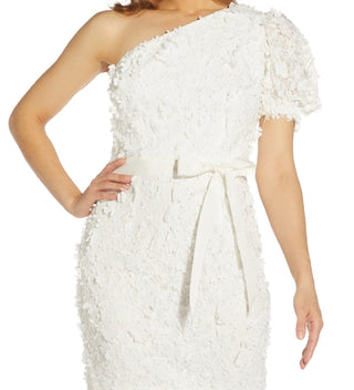 Adrianna Papell Women's Floral Applique Sheath Dress White Size 2