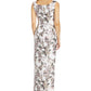 Adrianna Papell Women's Floral Print Column Gown White Size 0