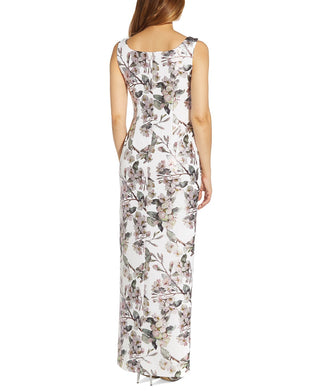 Adrianna Papell Women's Floral Print Column Gown White Size 0