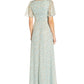 Adrianna Papell Women's Floral Jacquard Keyhole Gown Blue Size 16