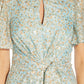 Adrianna Papell Women's Floral Jacquard Keyhole Gown Blue Size 16