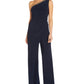 Adrianna Papell Women's Beaded One Shoulder Jersey Jumpsuit Blue Size 4