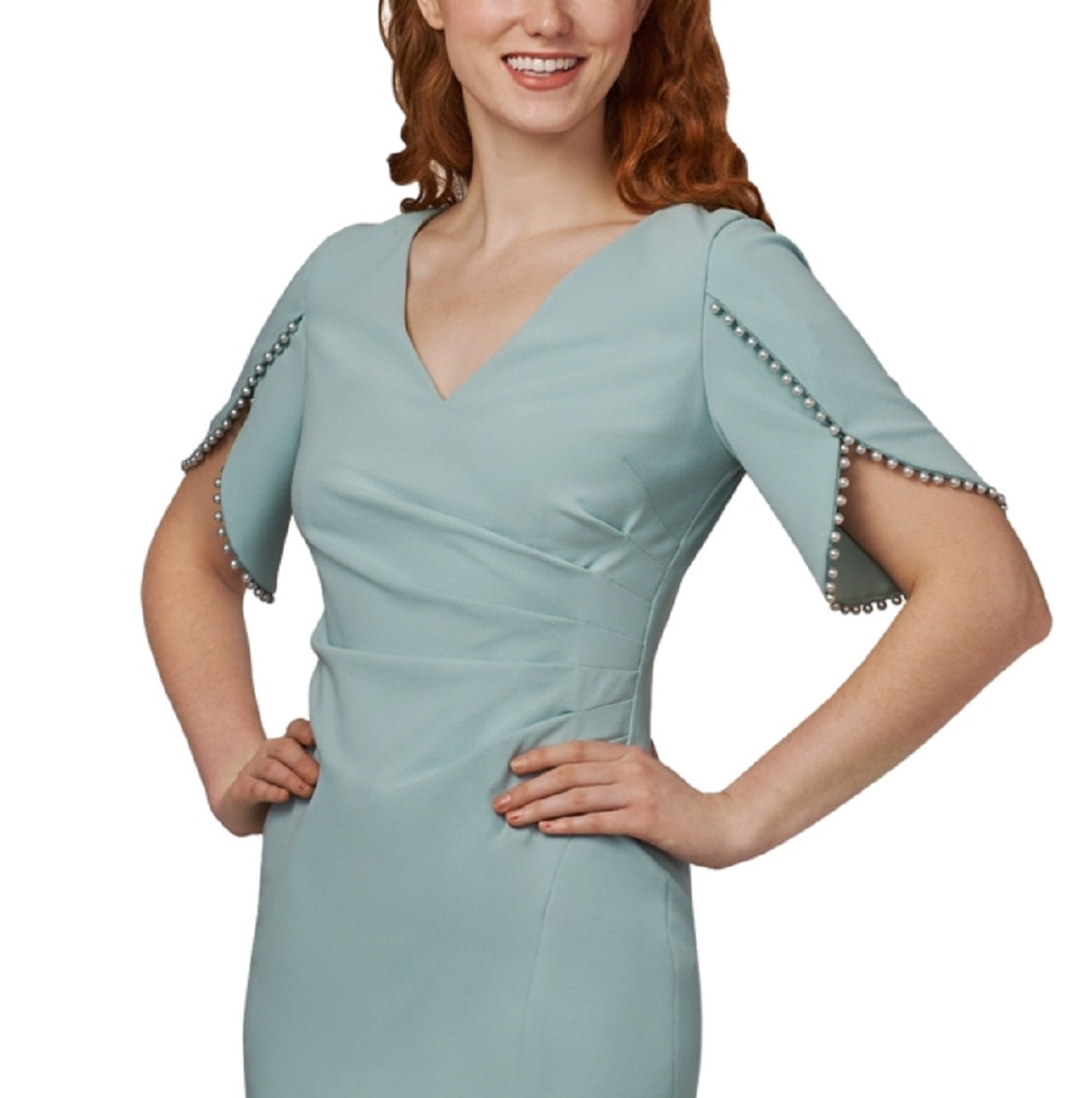 Adrianna Papell Women's Pearl Trim Cocktail Dress Blue Size 2