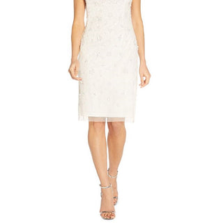 Adrianna Papell Women's Beaded Sequined Dress White Size 6