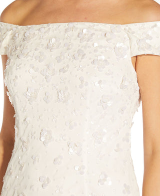 Adrianna Papell Women's Beaded Sequined Dress White Size 18