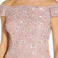 Adrianna Papell Women's Off The Shoulder Embellished Dress Pink Size 14