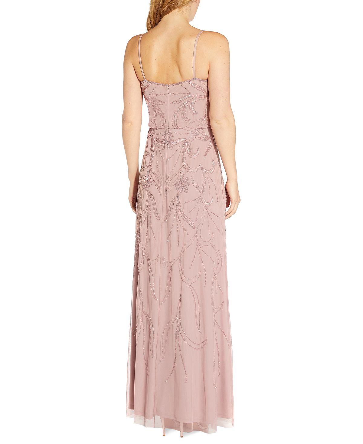 Adrianna Papell Women's Skinny Strap Sequin Gown Brown Size 8