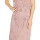 Adrianna Papell Women's Skinny Strap Sequin Gown Brown Size 8