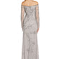 Adrianna Papell Women's Off The Shoulder Evening Gown Gray Size 12