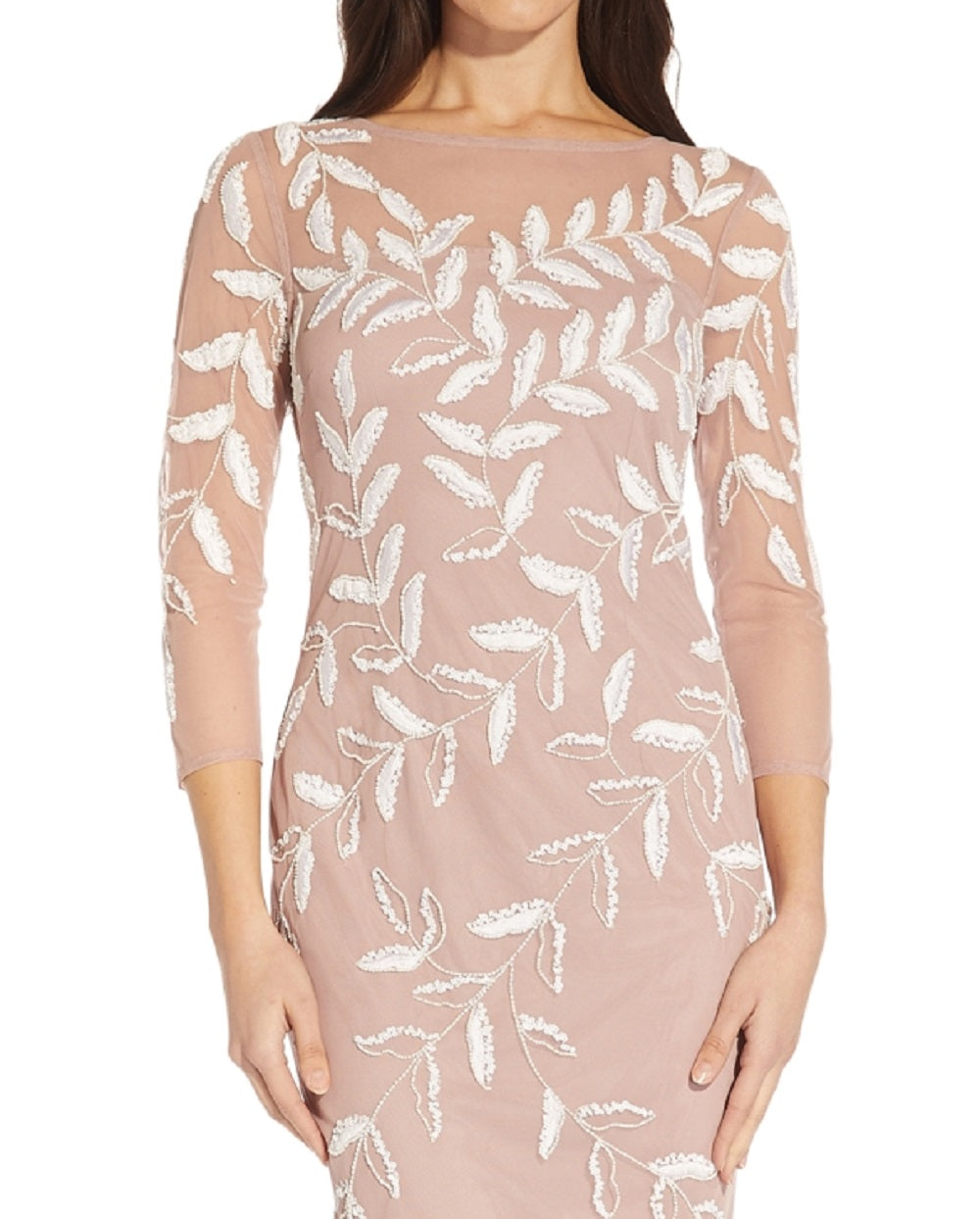 Adrianna Papell Women's Embellished 3/4 Sleeve Sheath Dress Pink Size 16