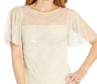 Adrianna Papell Women's Beaded Top Brown Size 8