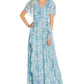 Adrianna Papell Women's Floral Print Chiffon Gown Blue Size 2