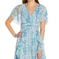 Adrianna Papell Women's Floral Print Chiffon Gown Blue Size 2