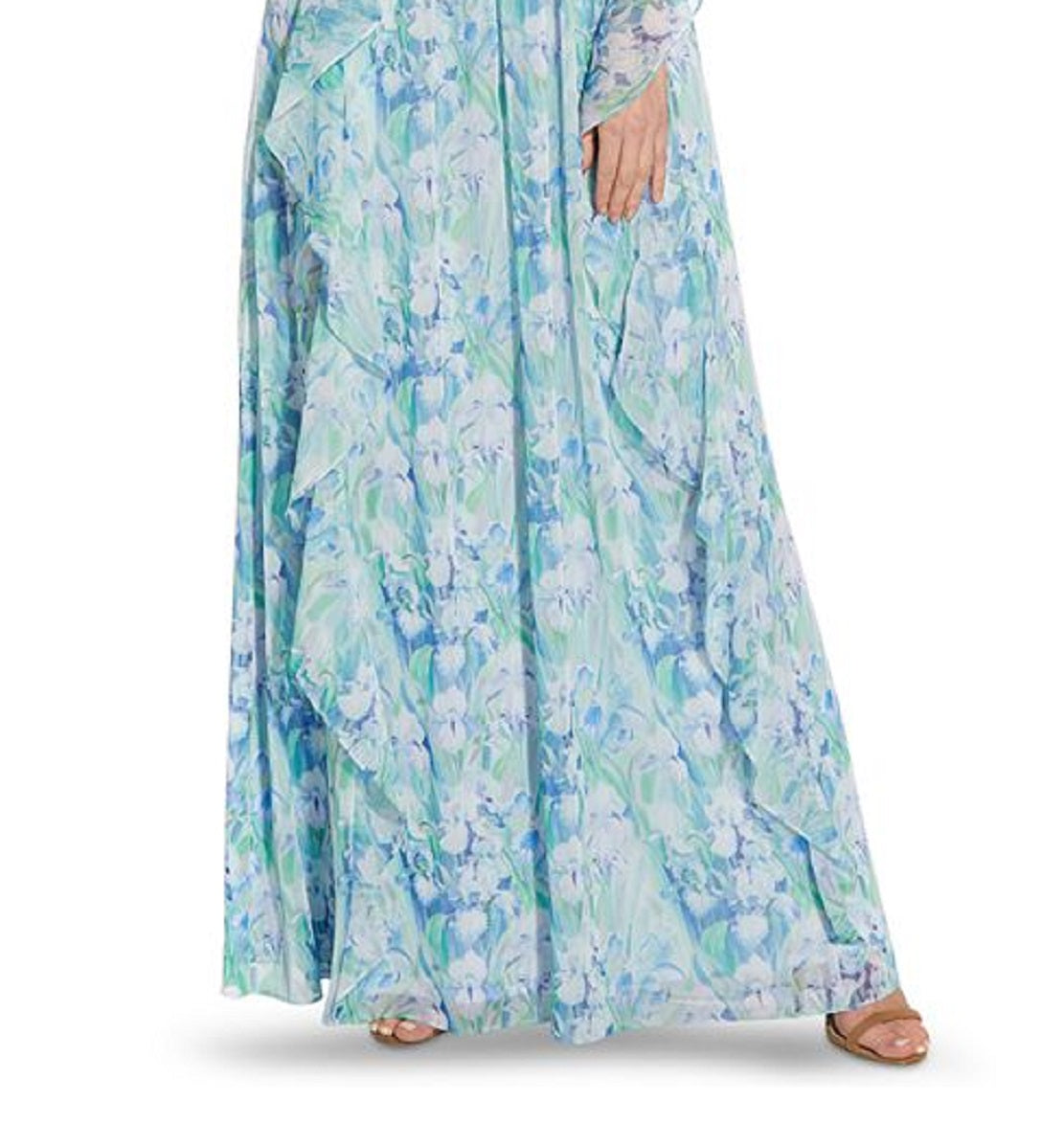 Adrianna Papell Women's Floral Print Chiffon Gown Blue Size 2