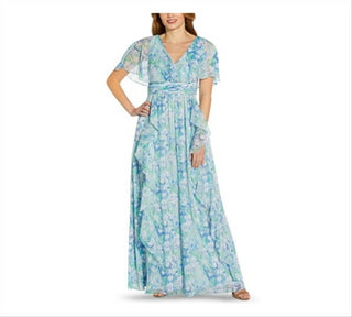 ADRIANNA PAPELL Women's Blue Full-Length Gown Size 6