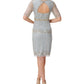 Adrianna Papell Women's Beaded Elbow Sleeve Cocktail Dress Blue Size 12