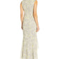 Adrianna Papell Women's Printed High Low Sleeveless Gown Gray Size 12