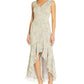 Adrianna Papell Women's Printed High Low Sleeveless Gown Gray Size 12