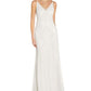 Adrianna Papell Women's V Neck Beaded Gown White Size 2