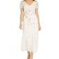 Adrianna Papell Women's Beaded Flutter Sleeve Dress White Size 8