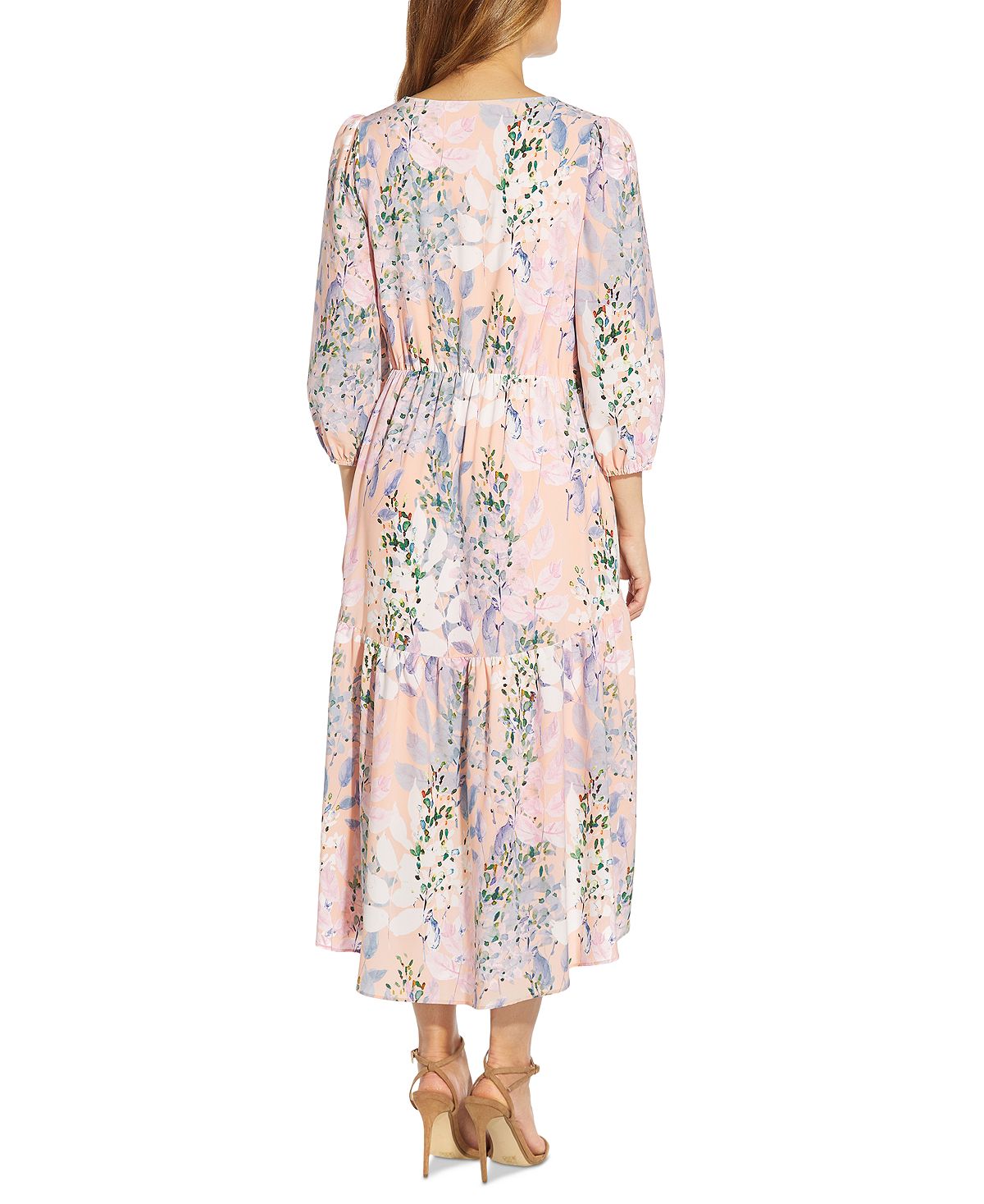 Adrianna Papell Women's Floral Print Midi Dress Pink Size 2