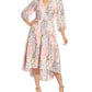 Adrianna Papell Women's Floral Print Midi Dress Pink Size 4