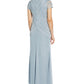 Papell Studio Women's Embellished V Neck Gown Blue Size 6