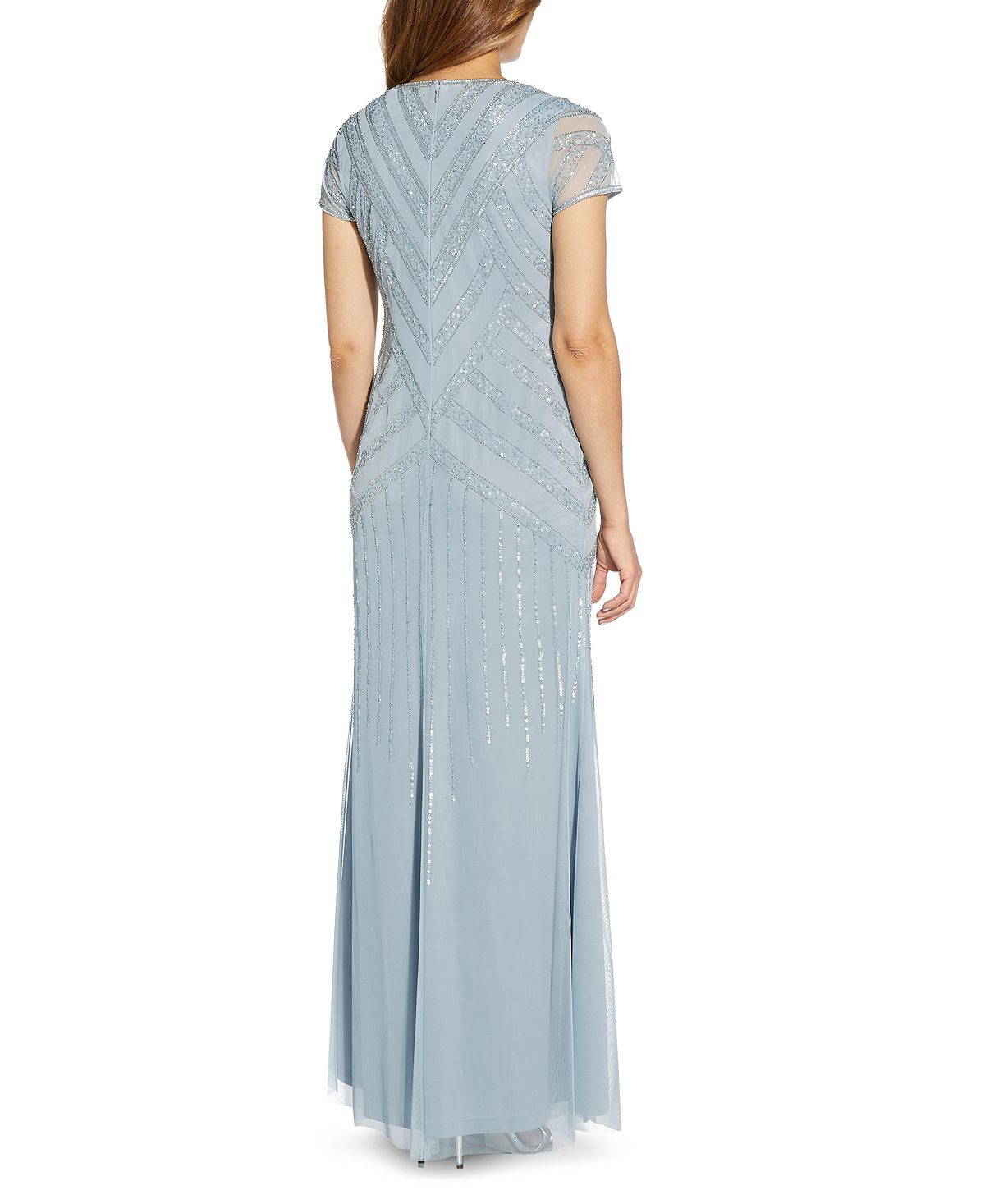 Papell Studio Women's Embellished V Neck Gown Blue Size 6