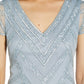 Papell Studio Women's Embellished V Neck Gown Blue Size 6