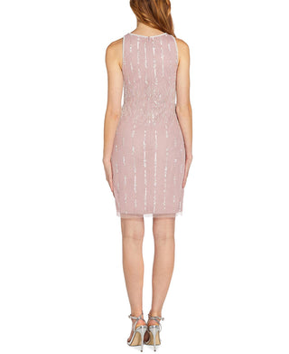 Papell Studio Women's Beaded Sheath Dress Pink Size 12