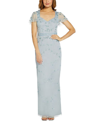 Papell Studio Women's Embellished Sweetheart Neckline Sheath Dress Blue Size 8