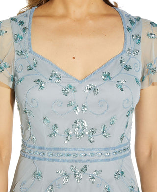 Papell Studio Women's Embellished Sweetheart Neckline Sheath Dress Blue Size 8
