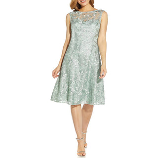 Adrianna Papell Women's Embroidered Cocktail Dress Blue Size 2