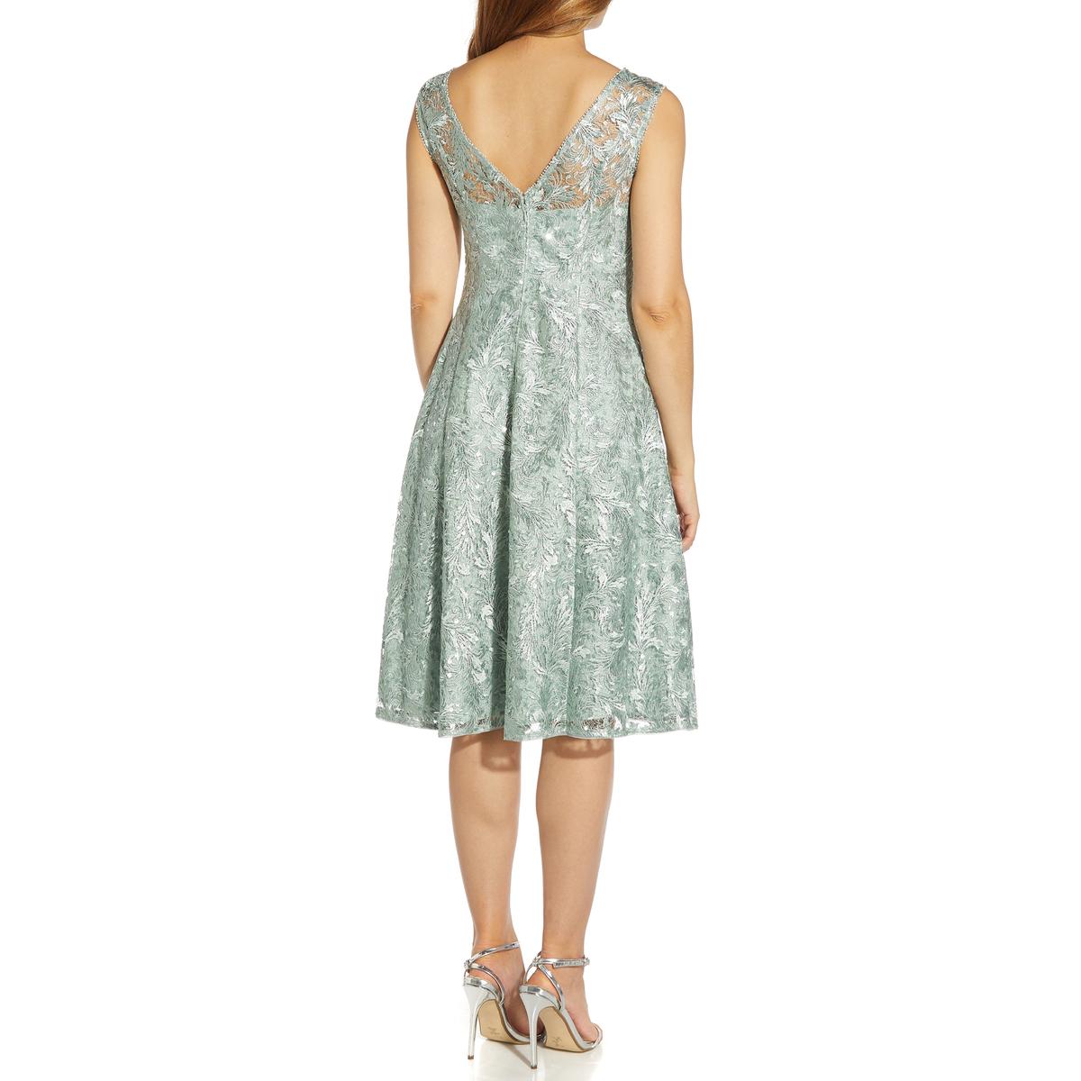 Adrianna Papell Women's Embroidered Cocktail Dress Blue Size 2