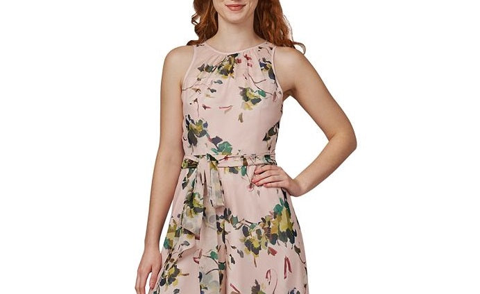 Adrianna Papell Women's Organza Wide Leg Jumpsuit Brown Size 8