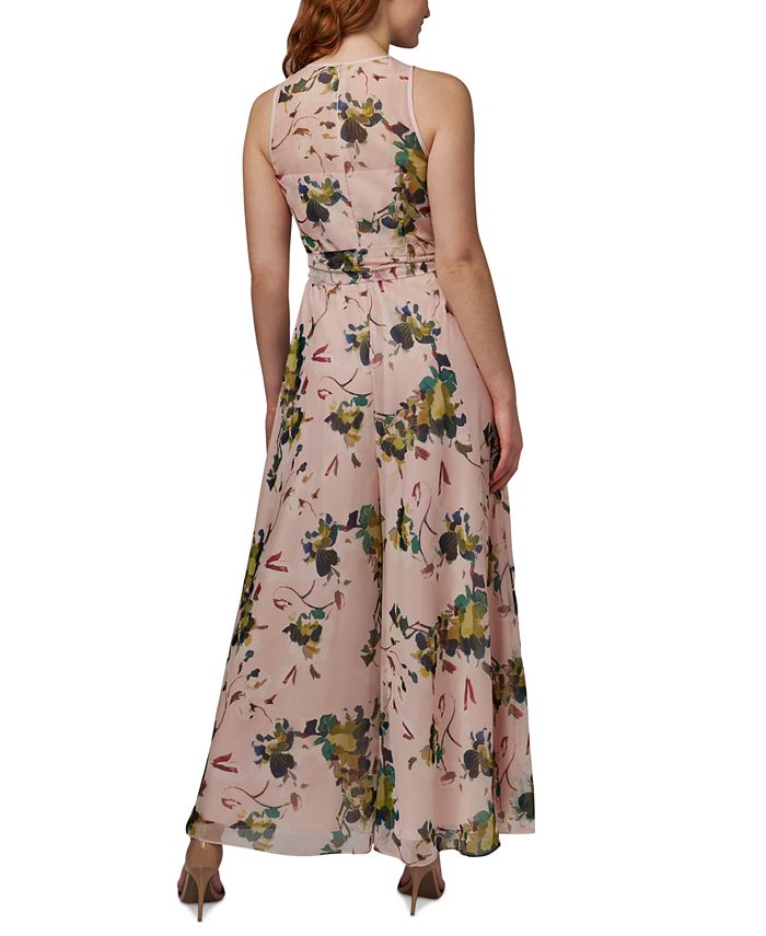 Adrianna Papell Women's Organza Wide Leg Jumpsuit Brown Size 8