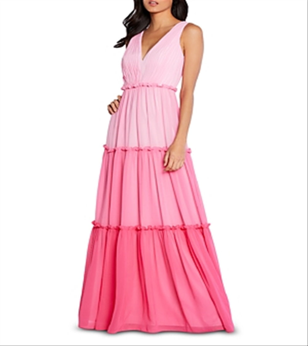 Aidan By Aidan Mattox Women's Color Block Tiered Gown Pink Size 12