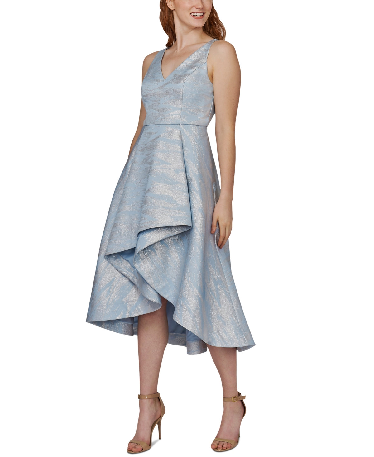 adrianna-papell-womens-high-low-fit-flare-dress-blue-size-2-petite