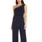 Adrianna Papell Women's Petite Embellished One Shoulder Jumpsuit Blue Size 8