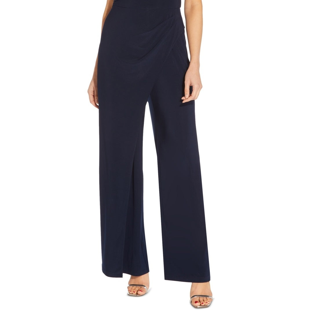 Adrianna Papell Women's Petite Embellished One Shoulder Jumpsuit Blue Size 8